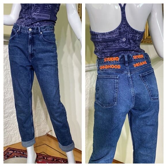 Rare Japanese Studio Seven X GU Childhood Dreams High Rise Tapered Leg Mom Jeans - Picture 1 of 14